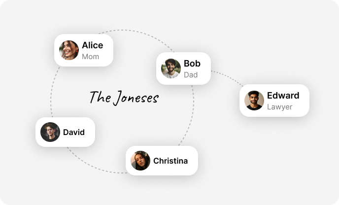 An illustration showing the Jones family.